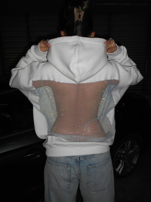 Kristal-Mesh Hoodie™ — Beheers de Spotlight met Gedurfde Stijl en Luxe Comfort