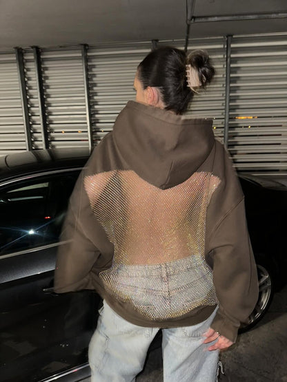 Kristal-Mesh Hoodie™ — Beheers de Spotlight met Gedurfde Stijl en Luxe Comfort